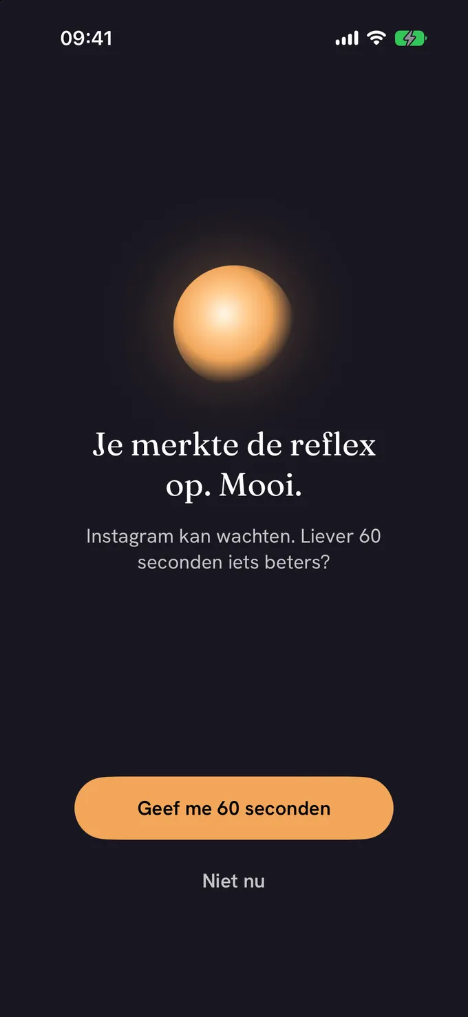 De vangst: een warm bolletje en de melding dat de reflex is opgevangen.